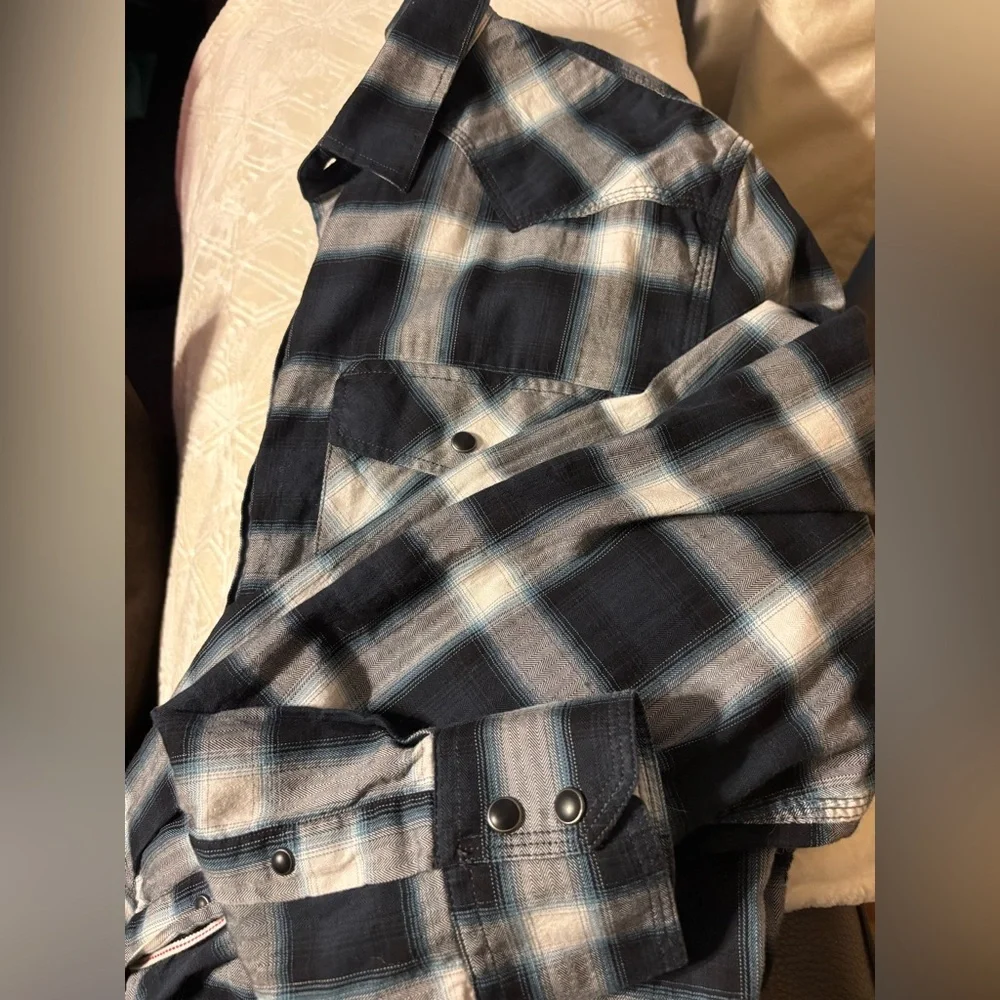 Banana Republic Men's Black & White Plaid Button-Down Shirt